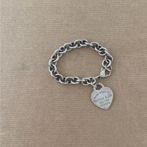 Tiffany & Co. Silver Chain Bracelet with Heart Tag